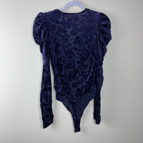 Free People Blue Deep Sea Combo Magic Hour Velvet Burnout Bodysuit NWT Medium - Picture 6 of 11